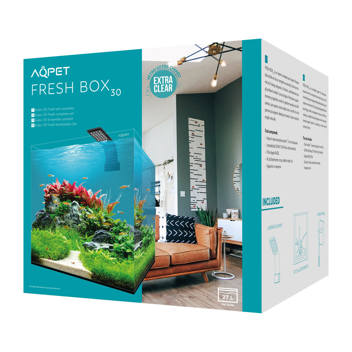 AQPET KUBIC **FRESH BOX 30** ACQUARIO COMPLETO PRONTO ALL'USO