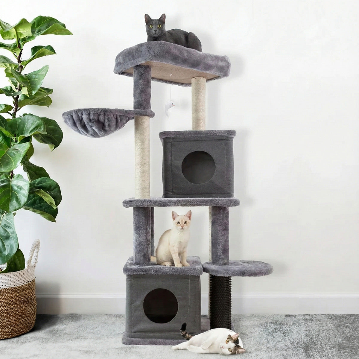 AQPET FRIENDS London Cat Scratcher 48X44X125 Cm H For Cats Game Cat Relax And Fun Toy