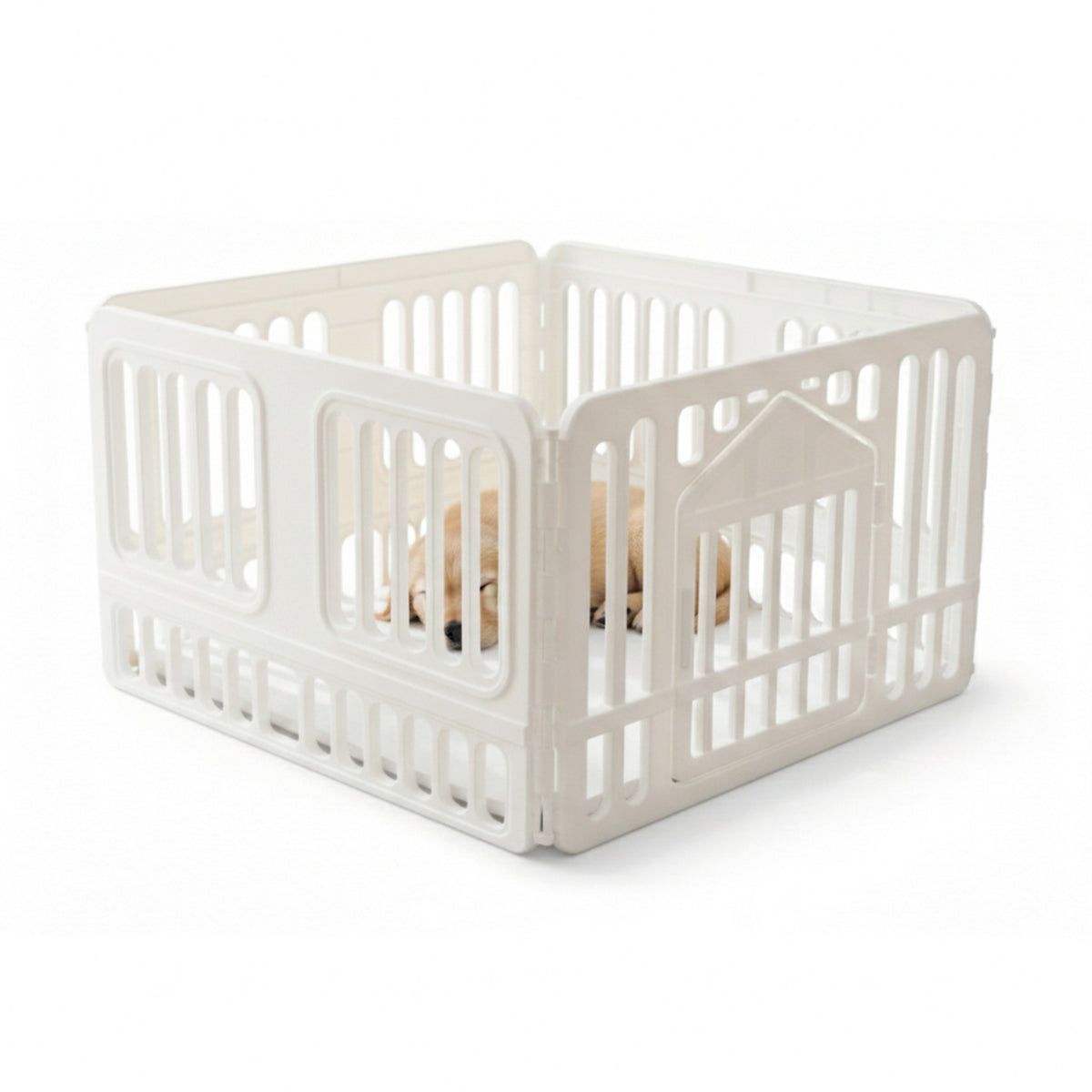 AQPET FRIENDS Recinto per Cani da Interno 97x97x60h cm in plastica con Porta – Box Modulare colore Bianco per Cuccioli e Animali Domestici – Parco Recinzione per Casa, Gatti e Cani