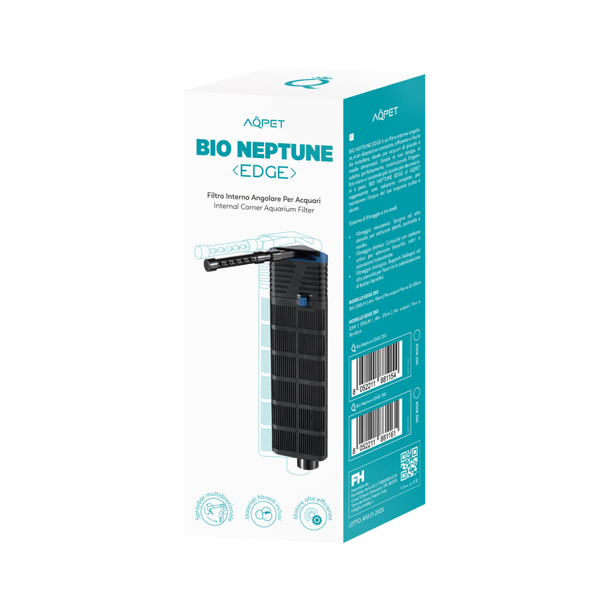 AQPET BIO NEPTUNE EDGE 250 FILTRO INTERNO ANGOLARE